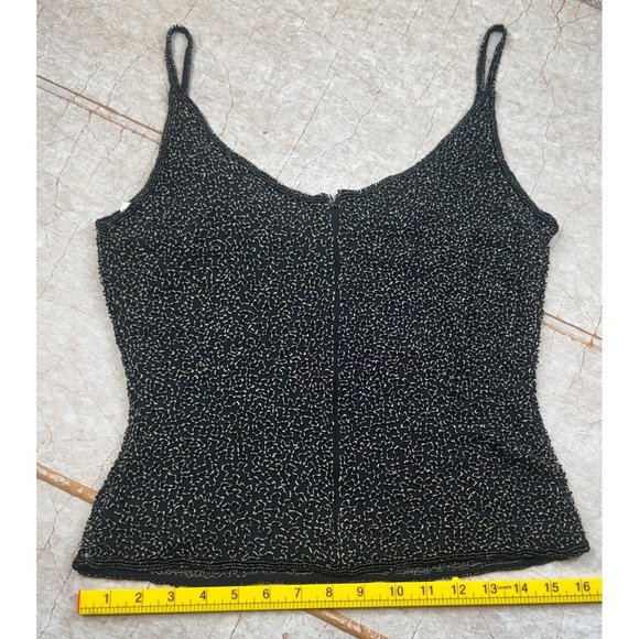 Chaudry Beaded Camisole Womens S Black Gold Silk Back Zip Heavy NWT Deadstock - Picture 7 of 15